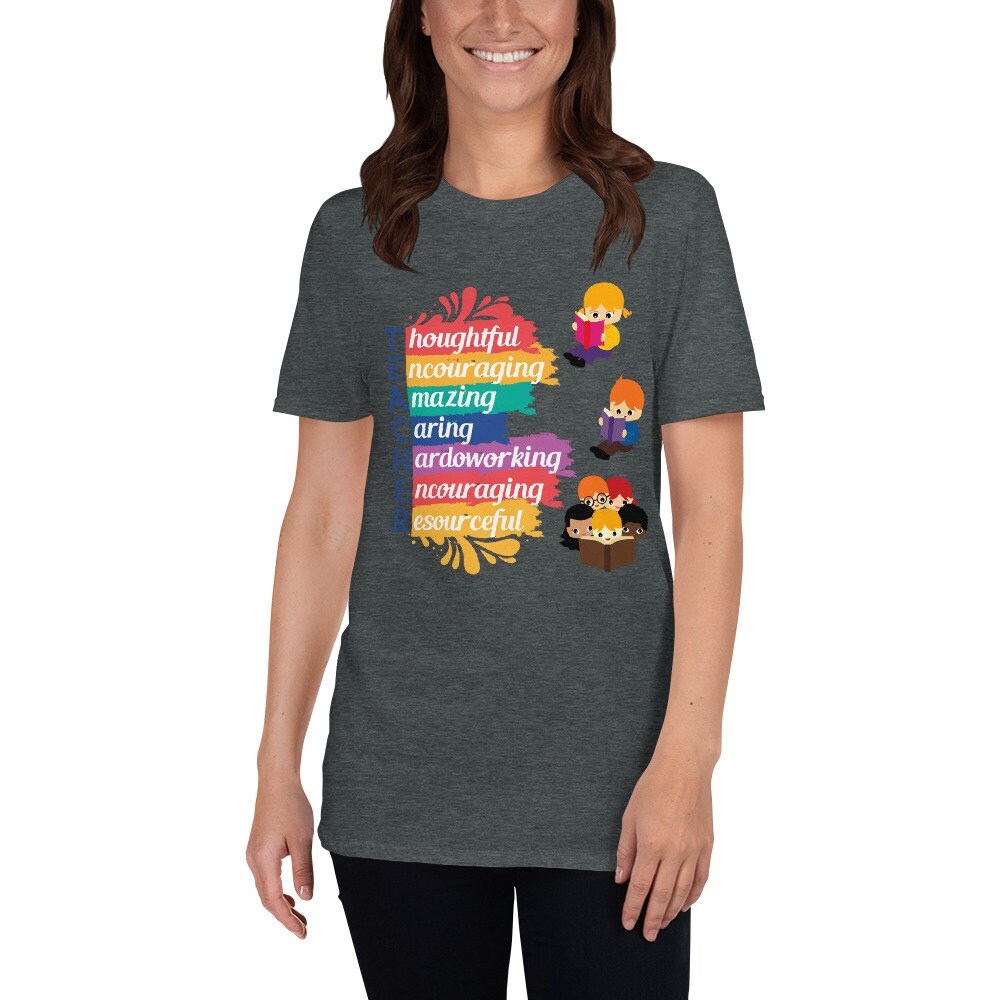 Teacher and Kids Reading Short Sleeved Unisex T-Shirt for Your Favorite Teacher or the Quarantined Teacher Appreciation Week Gift Tee Shirt