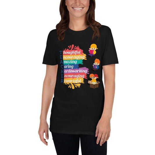 Teacher and Kids Reading Short Sleeved Unisex T-Shirt for Your Favorite Teacher or the Quarantined Teacher Appreciation Week Gift Tee Shirt