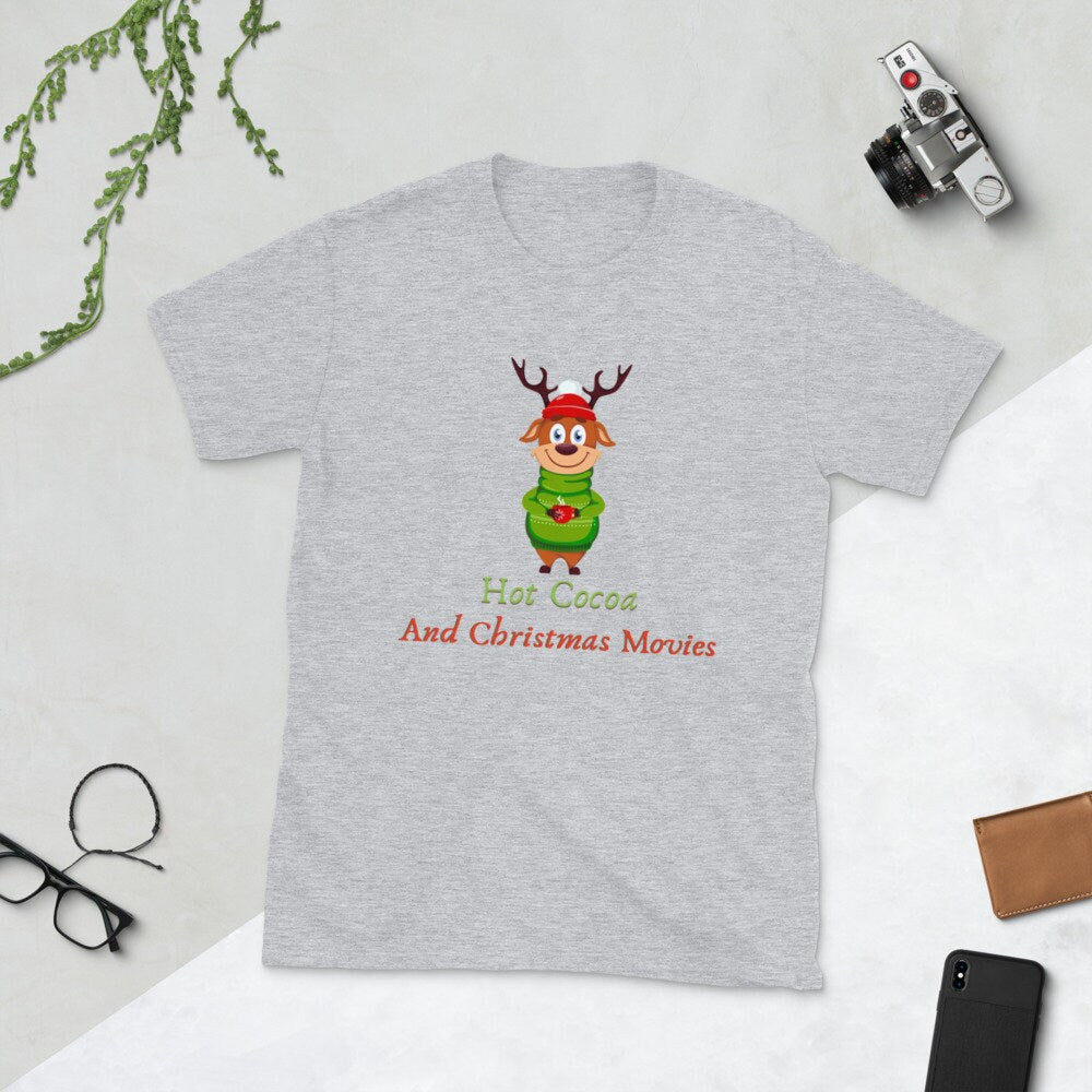 Hot Cocoa and Christmas Movies T-Shirt Gift Idea for the Women Men in Your Life that Love Christmas Holidays Christmas Movies or Bears Tee