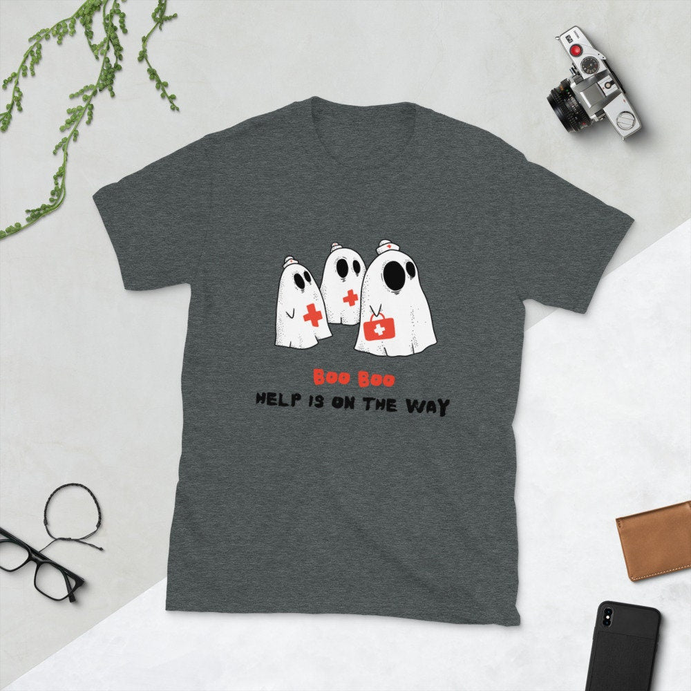 Boo Boo Help Is On The Way for the Nurse or Medical Professional that You Love for Friends or Family Halloween Ghosts Graphic Tee Shirt Gift