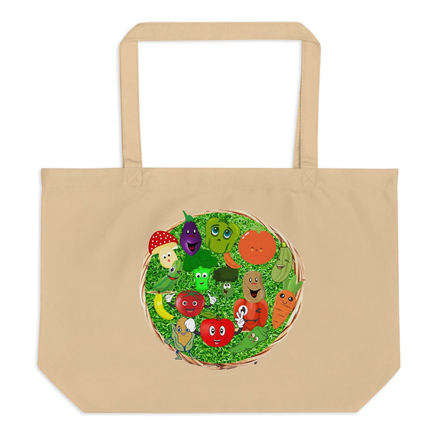 Happy Vegetables Grocery Eco Tote Bag Great Gift Idea for Anyone No More Plastic or Paper Bags Heavy Duty Reusable Shopping Bag Canvas Bag