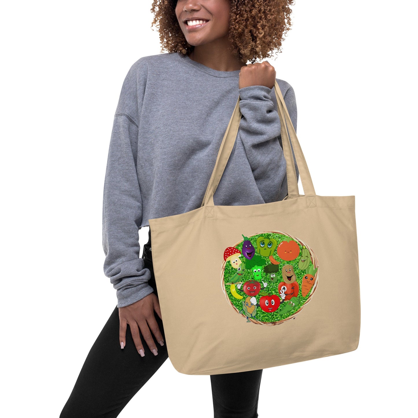 Happy Vegetables Grocery Eco Tote Bag Great Gift Idea for Anyone No More Plastic or Paper Bags Heavy Duty Reusable Shopping Bag Canvas Bag