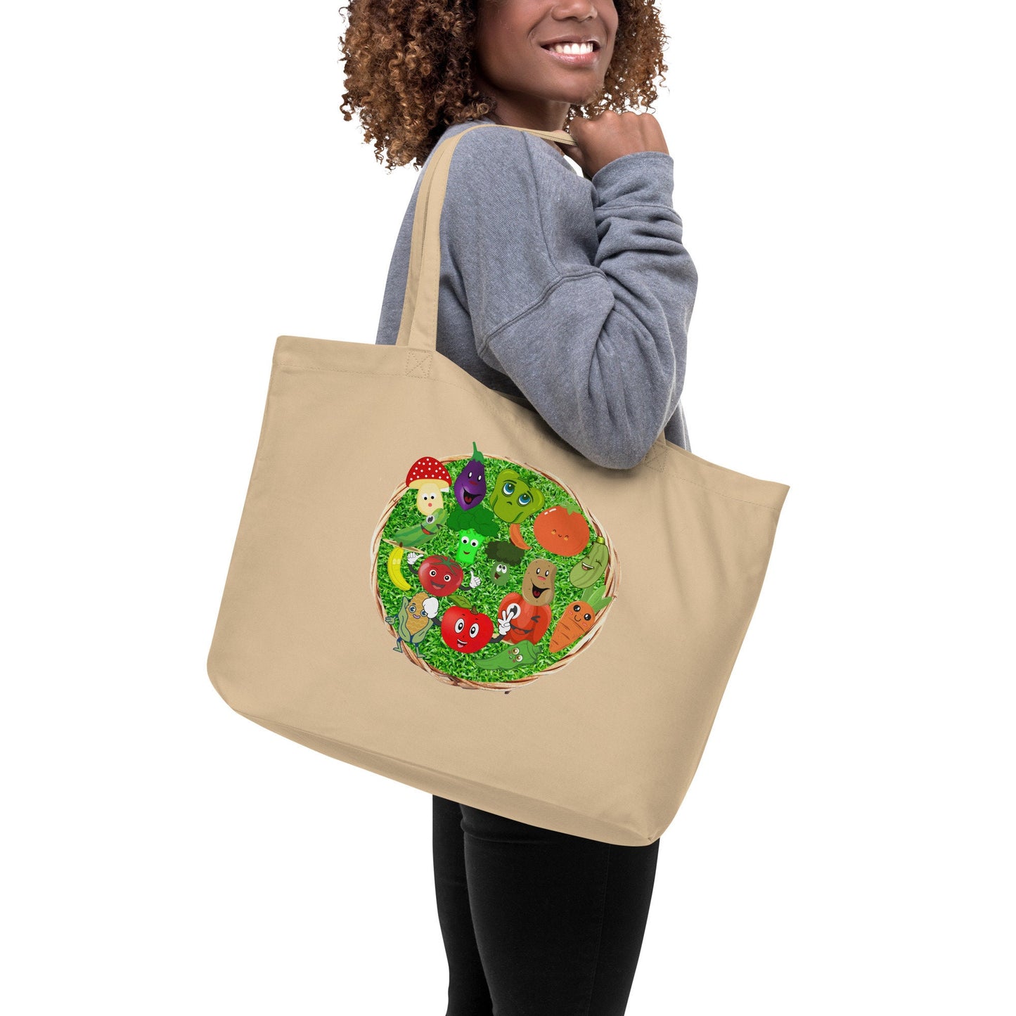 Happy Vegetables Grocery Eco Tote Bag Great Gift Idea for Anyone No More Plastic or Paper Bags Heavy Duty Reusable Shopping Bag Canvas Bag