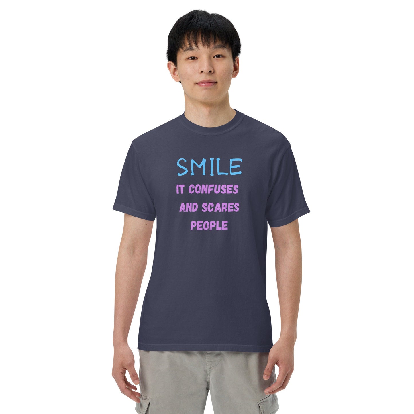 Smile it Confuses and Scares People Silly Funny Sarcastic Tshirt Happy Shirt for Family Friends Gag Gift Birthday Anniversary Gift Tee Shirt