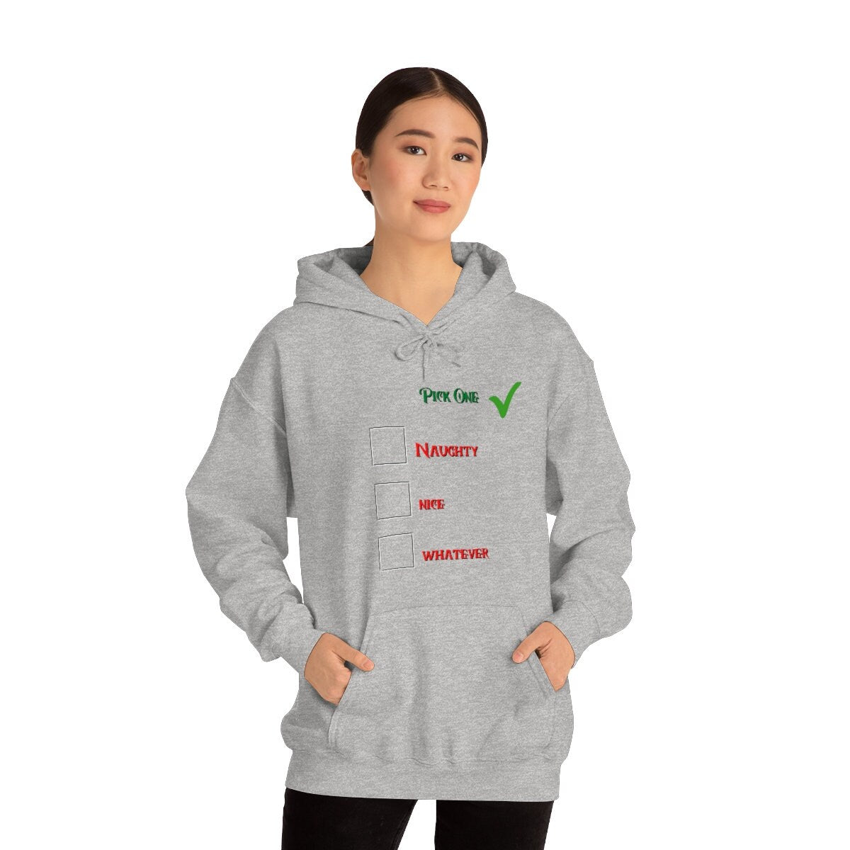 Naughty Nice Christmas Unisex Heavy Blend Hooded Sweatshirt Funny Silly Sweatshirt Stand Out at Friends Family Holiday Company Parties