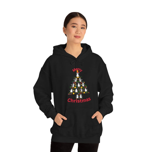 Happy Holidays Penguin Christmas Tree Unisex Heavy Blend Hooded Sweatshirt for Anyone That Loves Animals Penguins Gift for Family, Friends