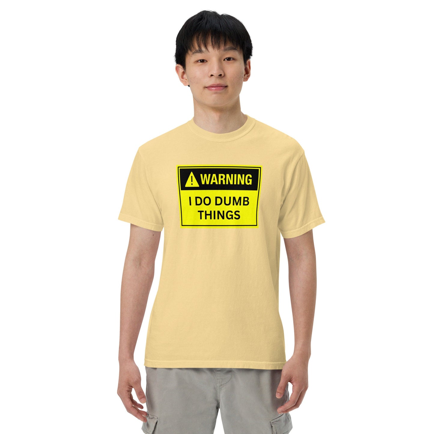 Warning I do Dumb Things Heavyweight Unisex Silly Funny Sarcastic T-shirt for Anyone That Needs a Laugh Great Gift Idea Novelty Joke Shirt