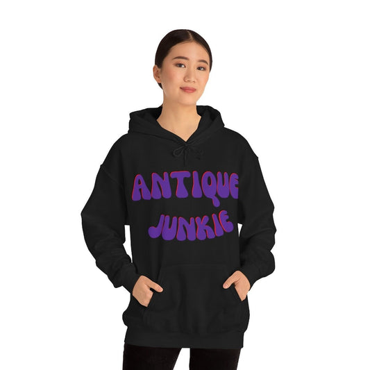 Antique Junkie Unisex Heavy Blend Hooded Sweatshirt for Any and All Antique Lovers, Collectors Gift Idea for Men, Women, Family, and Friends