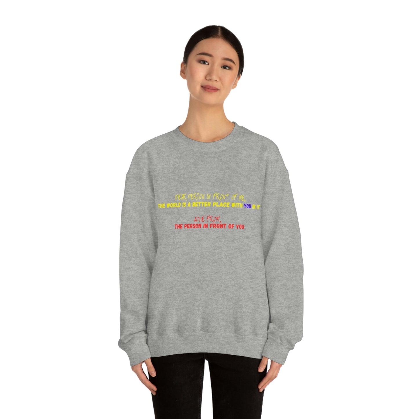 Feel Good Positive Affirmation Unisex Heavy Blend Crewneck Sweatshirt Gift Idea for Family, Friends for Men, Women, or Children, Self Love