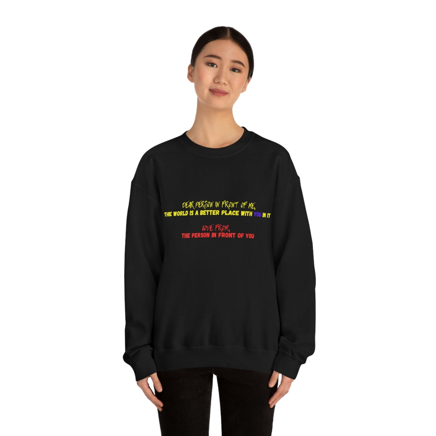 Feel Good Positive Affirmation Unisex Heavy Blend Crewneck Sweatshirt Gift Idea for Family, Friends for Men, Women, or Children, Self Love