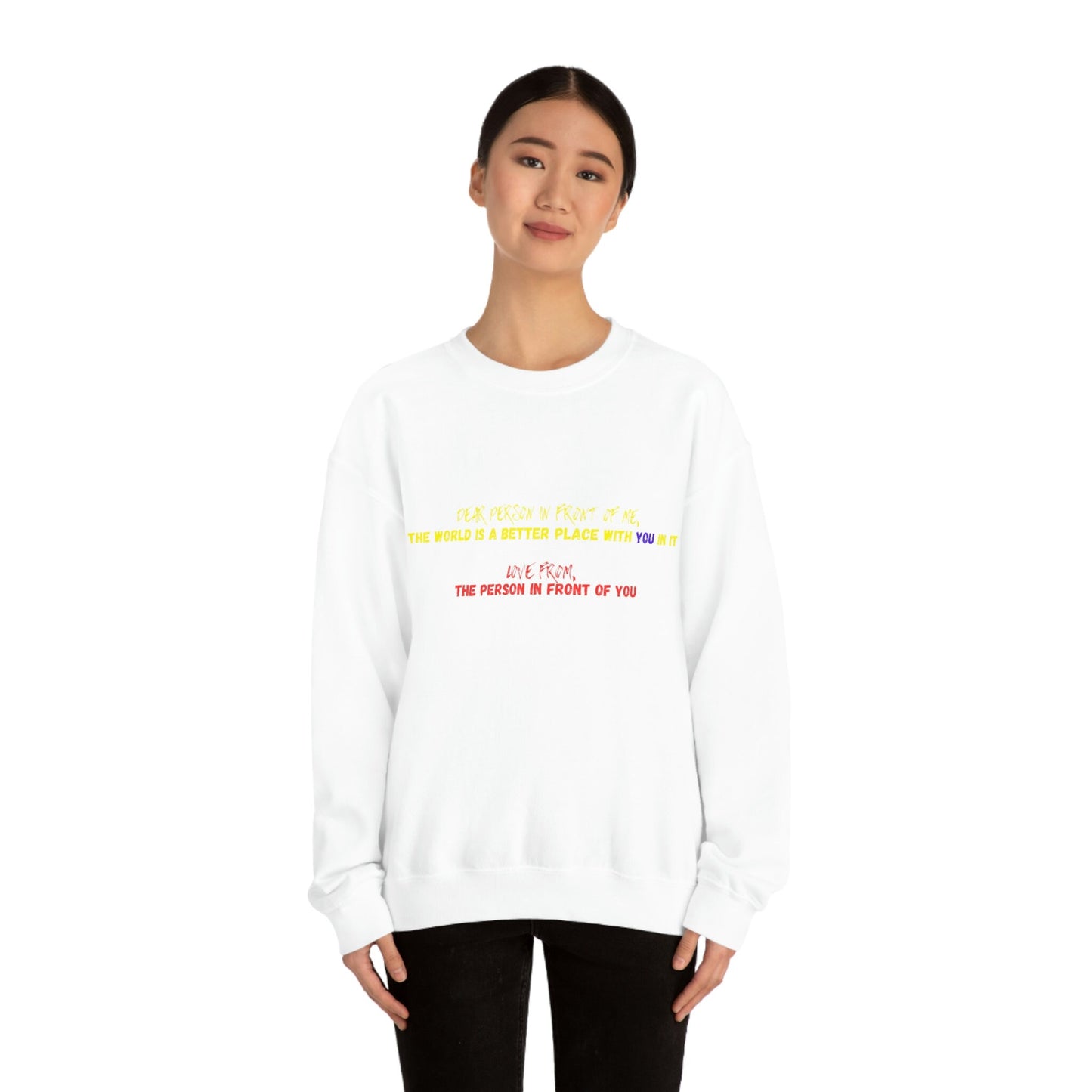 Feel Good Positive Affirmation Unisex Heavy Blend Crewneck Sweatshirt Gift Idea for Family, Friends for Men, Women, or Children, Self Love