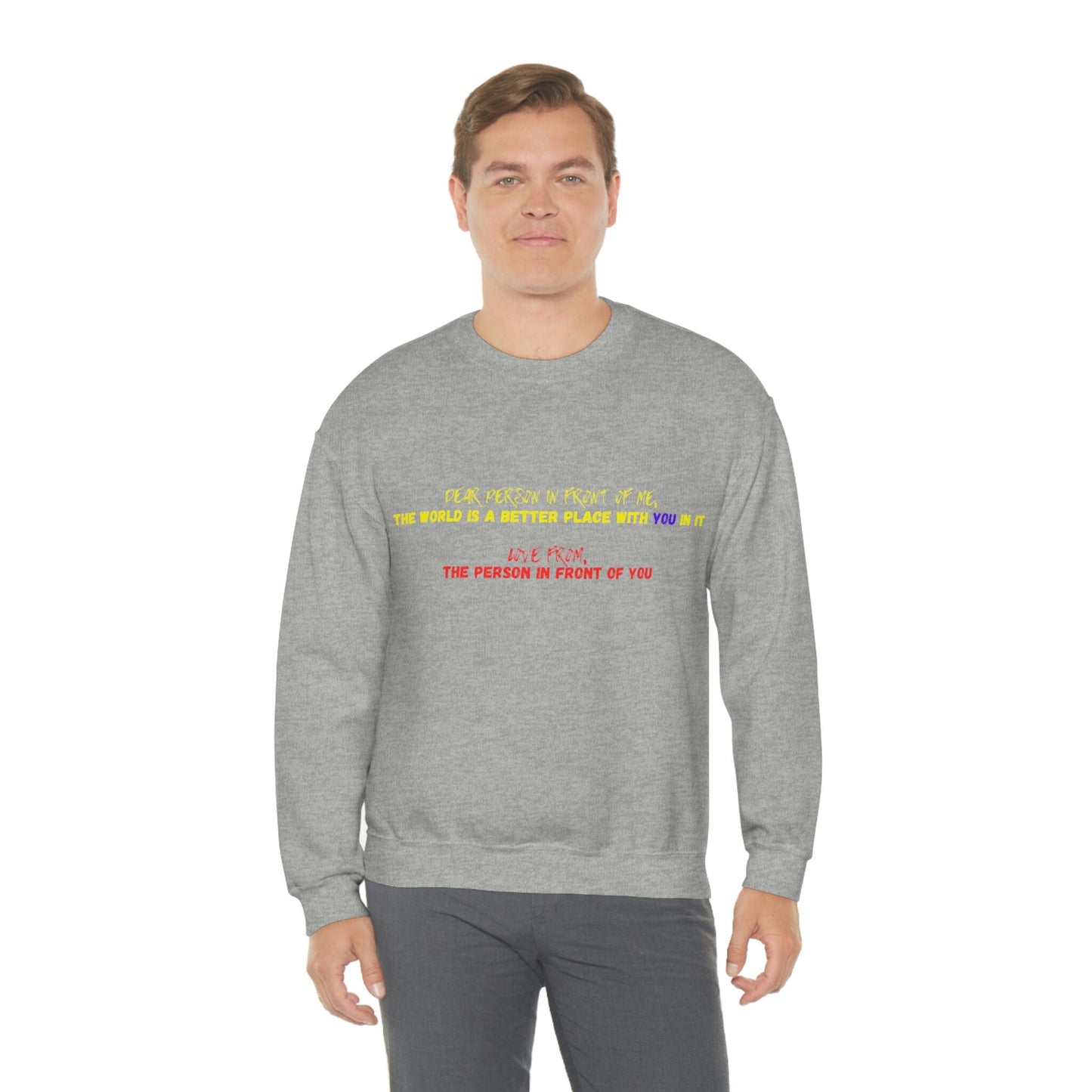 Feel Good Positive Affirmation Unisex Heavy Blend Crewneck Sweatshirt Gift Idea for Family, Friends for Men, Women, or Children, Self Love