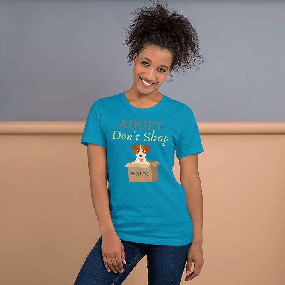 Adopt Don't Shop Shirt Gift for Pet Lovers Animal Rescue Shelter Pet Adoption Tee Foster Mom Dad Save Animals Dog Cat Rabbit Rescue T-Shirt