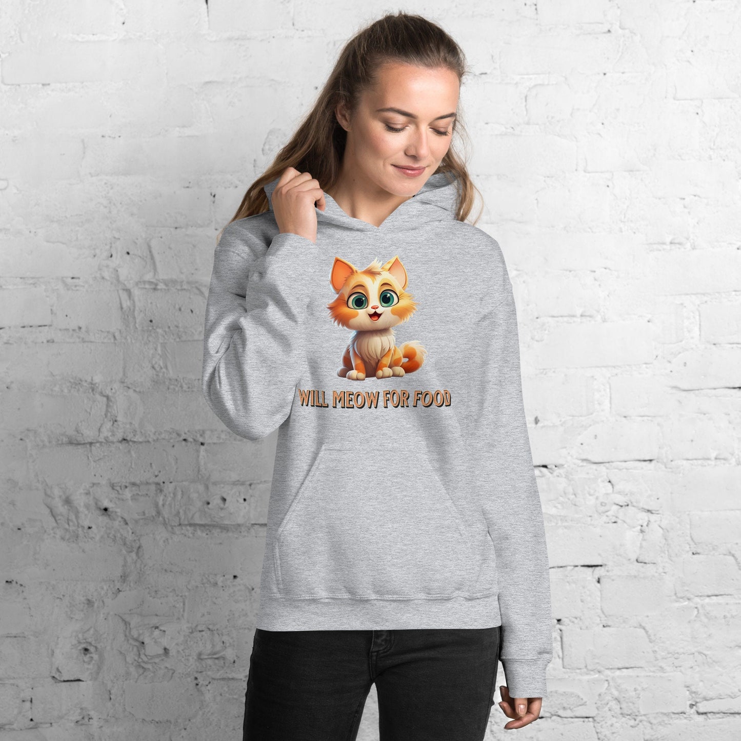 Will Meow For Food Unisex Hoodie Cute Cat Hoodie Animal Lover Shirt Funny Kitten Shirt Gift For Cat Owner Cat Lover Gift Idea Cat Mama Shirt