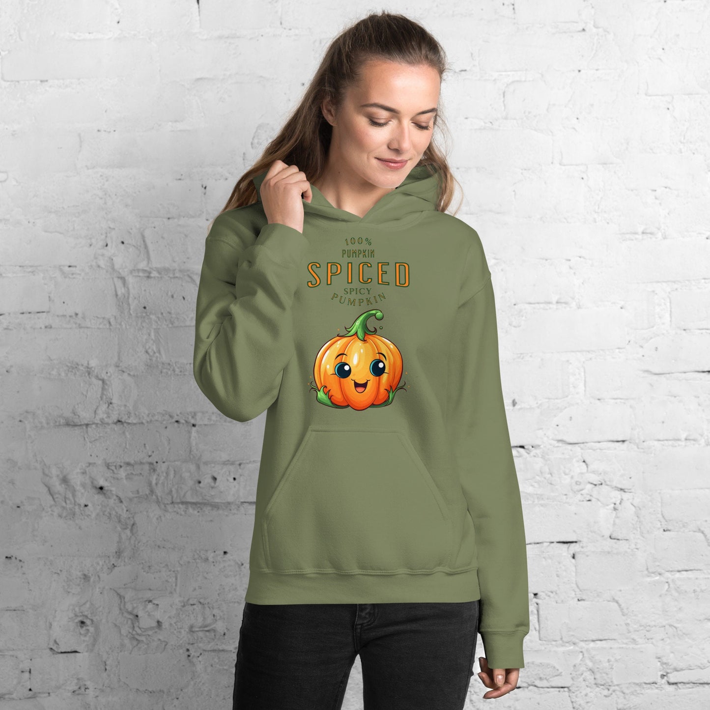 Pumpkin Spiced 100 Percent Spicy Pumpkin Cute Funny Silly Fall Unisex Hoodie Halloween Trick Or Treat Jack O Lantern Costume Gift Idea