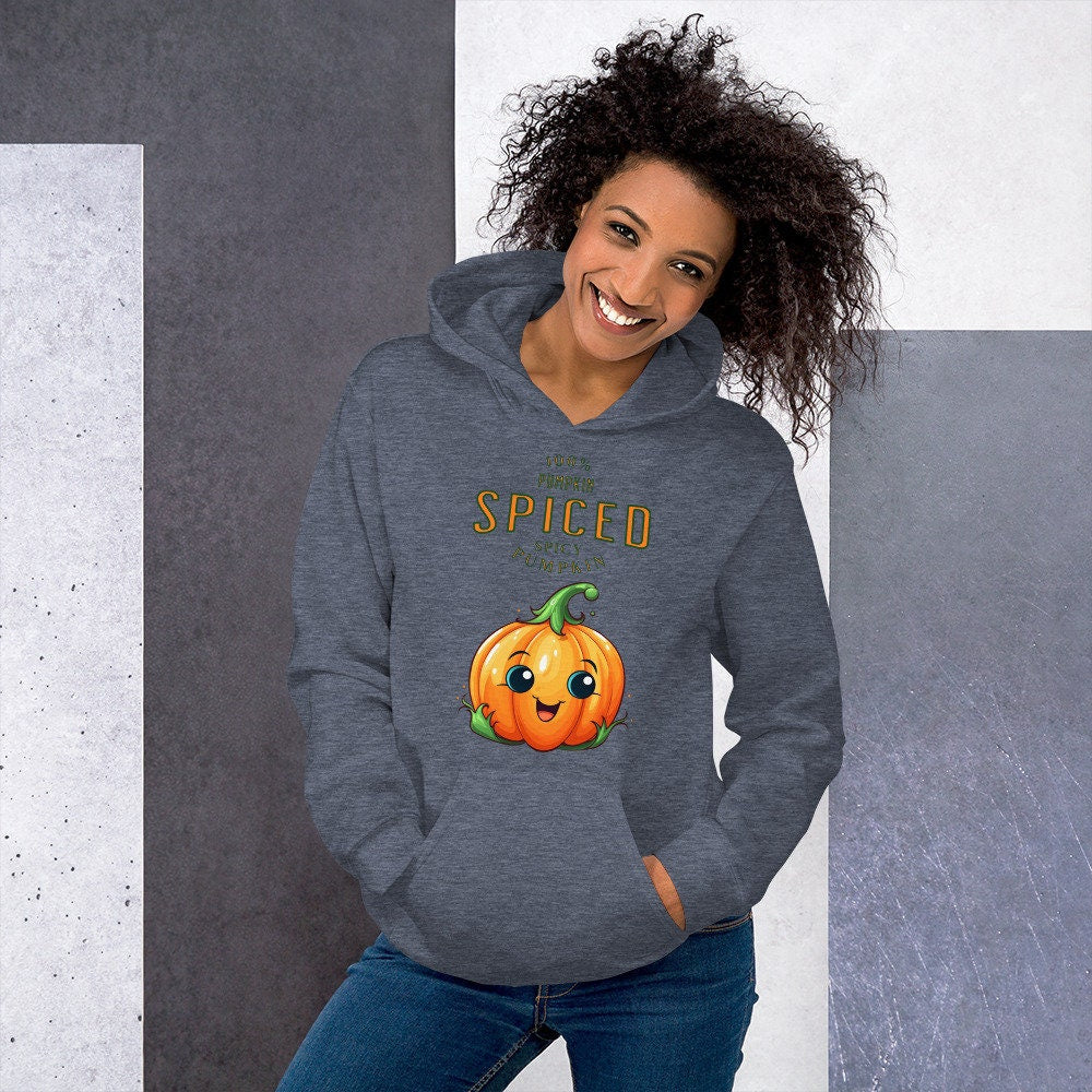 Pumpkin Spiced 100 Percent Spicy Pumpkin Cute Funny Silly Fall Unisex Hoodie Halloween Trick Or Treat Jack O Lantern Costume Gift Idea