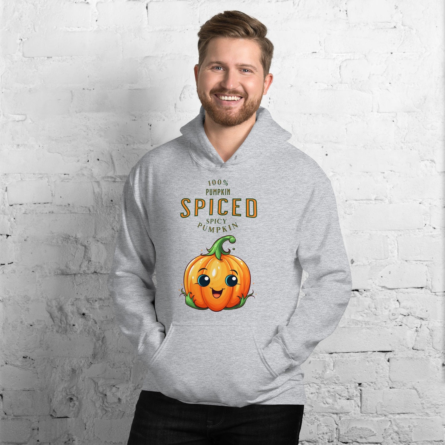 Pumpkin Spiced 100 Percent Spicy Pumpkin Cute Funny Silly Fall Unisex Hoodie Halloween Trick Or Treat Jack O Lantern Costume Gift Idea