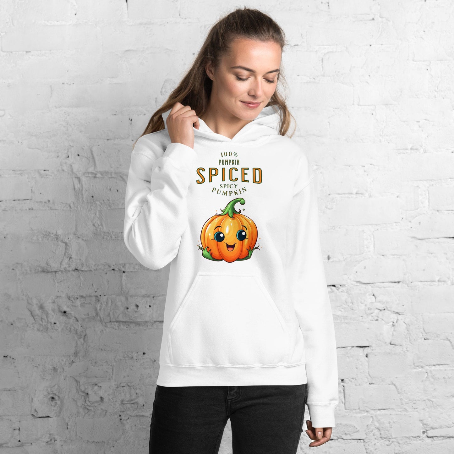 Pumpkin Spiced 100 Percent Spicy Pumpkin Cute Funny Silly Fall Unisex Hoodie Halloween Trick Or Treat Jack O Lantern Costume Gift Idea