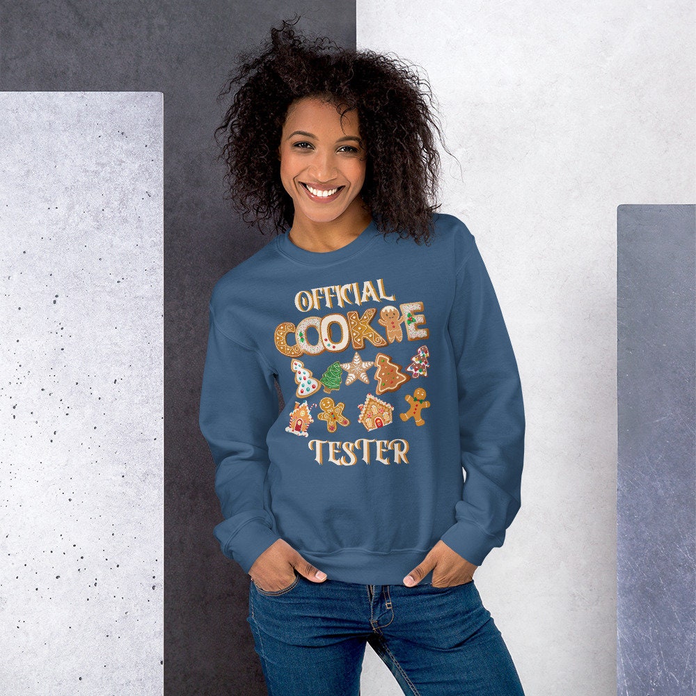 Official Cookie Tester Unisex Sweatshirt Christmas Holiday Ugly Sweater for Anyone That Loves the Holidays Gift for Family Friends and Santa