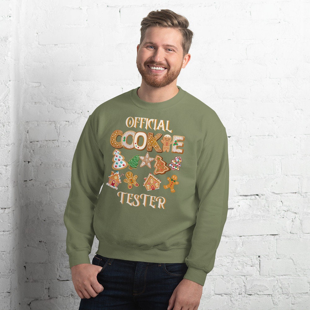 Official Cookie Tester Unisex Sweatshirt Christmas Holiday Ugly Sweater for Anyone That Loves the Holidays Gift for Family Friends and Santa