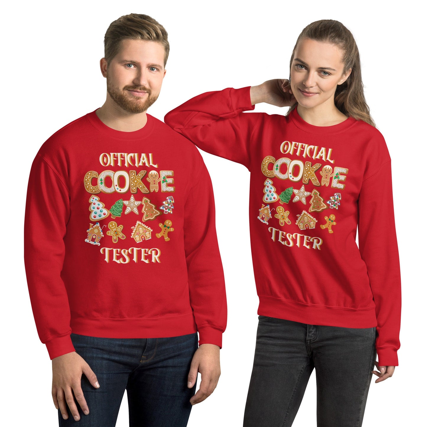 Official Cookie Tester Unisex Sweatshirt Christmas Holiday Ugly Sweater for Anyone That Loves the Holidays Gift for Family Friends and Santa