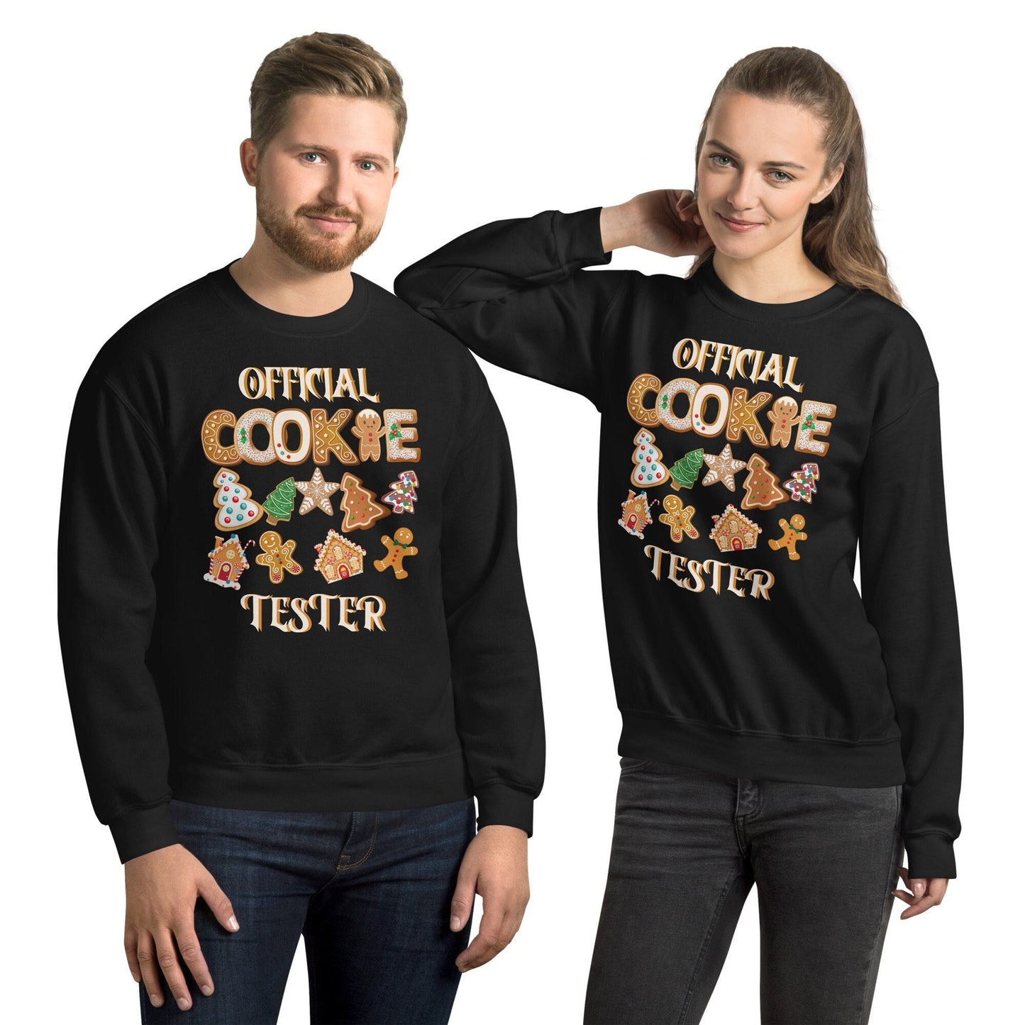 Official Cookie Tester Unisex Sweatshirt Christmas Holiday Ugly Sweater for Anyone That Loves the Holidays Gift for Family Friends and Santa