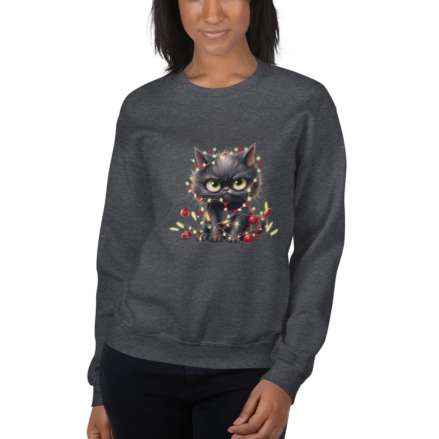 Black Cat Christmas Unisex Sweatshirt Holiday Ugly Sweater for Anyone That Loves the Holidays Gift for Family Friends and Santa