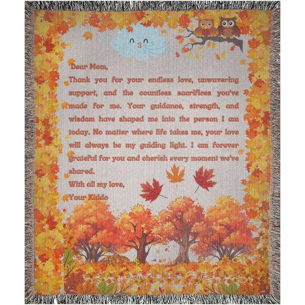 Woven Love Letter Blanket Gift For Mom Mother's Day Blanket Mommy Mama Stepmom Daughter Sister Aunt Gift With Love To Any Mom in Your Family